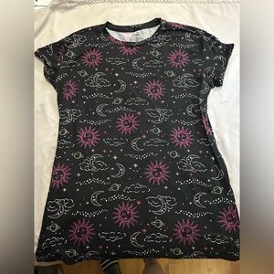 Women's Black and Pink Celestial Pajama Gown